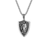 Collana da uomo, collana con targhetta per cani per donna, vintage, in 316L, con ciondolo a forma di scudo d'angelo, collana con ciondolo a forma di croce e ala, gioielli amuleti