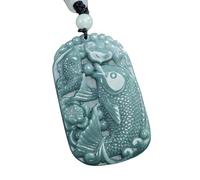 Collana da uomo, collana da uomo in giada naturale blu ricchezza pesce Lotus Pod Ruyi