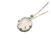 collana da uomo Collana di cristallo naturale Gioielli Catena Lockbone Ghiaccio Giada Trasparente Diamante Incorporato Rotondo Ovetto Superficie Ciondolo Guatemala Origine