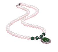 Collana da uomo Collana di perle d'acqua dolce naturale imitazione agata verde ciondolo a goccia regalo per la festa della mamma per madre e suocera