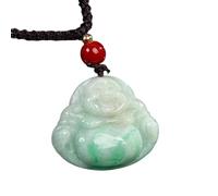 Collana da uomo, collana originale in giada con fiore verde sorridente Buddha donna uomo collana gioielli
