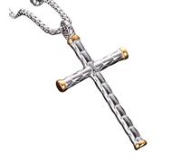 Collana da uomo, collana vintage con ciondolo a forma di croce per uomo donna punk hip hop biker cristiano credente collana amuleto gioielli regali