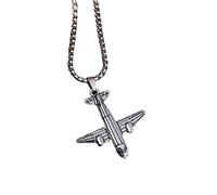 Collana da uomo con ciondolo a forma di aereo punk rock, collana da 27,6", collana hip hop, collana pilota, amuleto, compagno di volo, regalo per viaggiatori in aereo, no