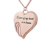 Collana da uomo con ciondolo a forma di ala d'angelo, con scritta "It Not Goodbye It See You Again", gioiello per Natale, anniversario, compleanno, regalo per lei (oro rosa, taglia unica)