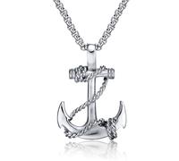 Collana da uomo con ciondolo a forma di ancora, in titanio e acciaio, Misura unica, Lega di acciaio Acciaio inossidabile, Diamante sintetico Nessuna pietra preziosa