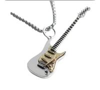 Collana da uomo con ciondolo a forma di chitarra musicale, stile punk retrò, alla moda, hip-hop, rock, cantante, gioielli, regalo, uso, Misura unica, Acciaio inossidabile, Nessuna pietra preziosa