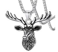 Collana da uomo con ciondolo a forma di corna di cervo vichingo, mitologia celtica, placcata oro