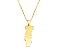 Collana da uomo, con ciondolo a forma di mappa del Portogallo con nome delle città, gioiello per donne e ragazze