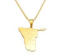 Collana da uomo, con ciondolo a forma di mappa della Namibia con città, mappe dei paesi africani, gioielli Namibiani