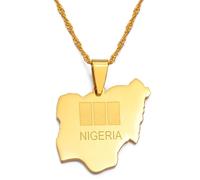 Collana da uomo, con ciondolo a forma di mappa della Nigeria, con mappa dell'Africa dei nigeriani, con scritta "I Love My Country", per Natale