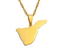 Collana da uomo, con ciondolo a forma di mappa di Tenerife, Spagna, Isole Canarie, per donne e ragazze, colore oro e argento