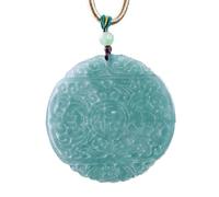 Collana da uomo, con ciondolo a forma di pipistrello in giadeite intagliata con scritta "The Five Blessings Arrive"