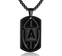Collana da uomo con ciondolo a forma di targhetta con iniziale A-Z, ciondolo a forma di pallone da calcio, catena in acciaio inossidabile, 56 cm + 5 cm, regalo personalizzato per atleti sportivi