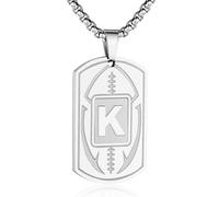 Collana da uomo con ciondolo a forma di targhetta con iniziale A-Z, ciondolo a forma di pallone da calcio, catena in acciaio inossidabile, 56 cm + 5 cm, regalo personalizzato per atleti sportivi