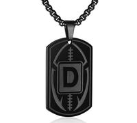 Collana da uomo con ciondolo a forma di targhetta con iniziale A-Z, ciondolo a forma di pallone da calcio, catena in acciaio inossidabile, 56 cm + 5 cm, regalo personalizzato per atleti sportivi