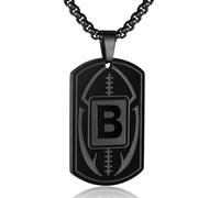 Collana da uomo con ciondolo a forma di targhetta con iniziale A-Z, ciondolo a forma di pallone da calcio, catena in acciaio inossidabile, 56 cm + 5 cm, regalo personalizzato per atleti sportivi