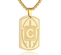 Collana da uomo con ciondolo a forma di targhetta con iniziale A-Z, ciondolo a forma di pallone da calcio, catena in acciaio inossidabile, 56 cm + 5 cm, regalo personalizzato per atleti sportivi, 1.6