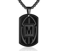 Collana da uomo con ciondolo a forma di targhetta con iniziale A-Z, ciondolo a forma di pallone da calcio, catena in acciaio inossidabile, 56 cm + 5 cm, regalo personalizzato per atleti sportivi