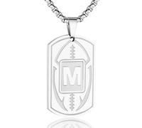 Collana da uomo con ciondolo a forma di targhetta con iniziale A-Z, ciondolo a forma di pallone da calcio, catena in acciaio inossidabile, 56 cm + 5 cm, regalo personalizzato per atleti sportivi