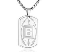 Collana da uomo con ciondolo a forma di targhetta con iniziale A-Z, ciondolo a forma di pallone da calcio, catena in acciaio inossidabile, 56 cm + 5 cm, regalo personalizzato per atleti sportivi, 1.6