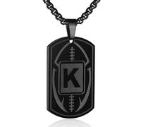 Collana da uomo con ciondolo a forma di targhetta con iniziale A-Z, ciondolo a forma di pallone da calcio, catena in acciaio inossidabile, 56 cm + 5 cm, regalo personalizzato per atleti sportivi, 22