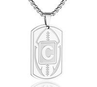 Collana da uomo con ciondolo a forma di targhetta con iniziale A-Z, ciondolo a forma di pallone da calcio, catena in acciaio inossidabile, 56 cm + 5 cm, regalo personalizzato per atleti sportivi, 1.6