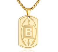 Collana da uomo con ciondolo a forma di targhetta con iniziale A-Z, ciondolo a forma di pallone da calcio, catena in acciaio inossidabile, 56 cm + 5 cm, regalo personalizzato per atleti sportivi, 1.6