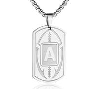 Collana da uomo con ciondolo a forma di targhetta con iniziale A-Z, ciondolo a forma di pallone da calcio, catena in acciaio inossidabile, 56 cm + 5 cm, regalo personalizzato per atleti sportivi, 1.6