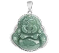 Collana da uomo, con ciondolo in giadeite naturale di grado A, amuleto cinese, con ciondolo a forma di Buddha sorridente, gioiello alla moda certificato