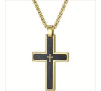 Collana da Uomo con Croce VQ - 38805 - Oro / Nero / 60cm