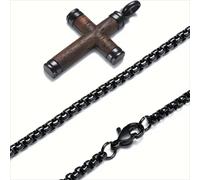 Collana da Uomo con Croce WD - 38747 - Marrone / Nero / 62cm