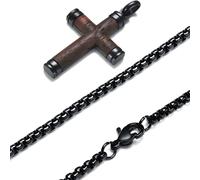 Collana da Uomo con Croce WD-38747 - Marrone / Nero / 62cm KP38747