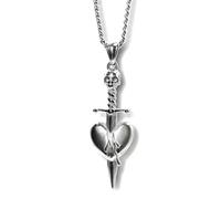 Collana da uomo con cuore trafitto da spada e teschio.