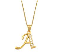 Collana da uomo, con lettere dalla A alla Z, color oro, con ciondolo a forma di lettera dell'alfabeto, per donne e ragazze, con zirconia cubica