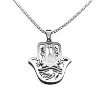 Collana da uomo, con mano di Fatima, Ankh Lotus, per donne e uomini, colore argento, con occhio di Horus in Egitto