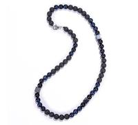 Collana Da Uomo con Perline,Perline di Ematite Lavica Nera,Collana con Cristalli Curativi Naturali Per Uomo,Diffusore di Oli Essenziali,Gioiello Fatto A Mano,Regalo con Pietra Occhio di Tigre Blu