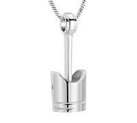 Collana da uomo con urna a pistone a motore, per ceneri commemorative, per ceneri umane e animali domestici, Acciaio inossidabile, Nessuna pietra preziosa