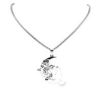 Collana da uomo, Estetica Gatto Fiore Luna Crescent Collana per Donne Uomini Argento Colore Boemia Catena Regalo Gioielli collare 3220