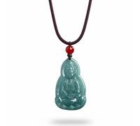 Collana da uomo, giada naturale autentica blu Jingping Guanyin uomo donna collana gioielli alla moda