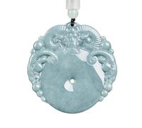 Collana da uomo, giada naturale azzurra con tre pecore che benedicono la benedizione