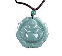 Collana da uomo, giada naturale, cuore blu con ciondolo Buddha collana da donna