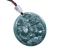 collana da uomo Giadeite Dio della Ricchezza Ciondolo Intagliato Amuleto Designer Pietra Naturale Vera Giada Collana Accessori Vintage Talismani
