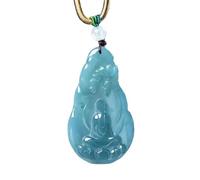 Collana da uomo, giadeite naturale blu acqua smeraldo risveglio alla verità collana con ciondolo squisito intagliato gioiello alla moda amuleto da donna