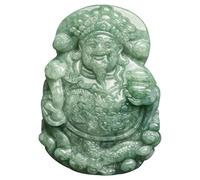 Collana da uomo, giadeite verde naturale intagliato cinese RuYi Dio della ricchezza fortunato ciondolo amuleto collana alla moda donna uomo gioielli