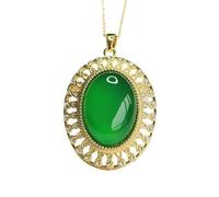 Collana da uomo Ice King con ciondolo in agata verde cristallo giada essenza collana