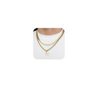 Collana Da Uomo In Acciaio Inossidabile Con Lettere A-Z, Collana Di Iniziali Da Uomo, Catena Di Iniziali A-Z A Strati Con Lettere, Collana A Doppia Catena Da Uomo, Fidanzati, Donne (Oro M)