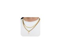 Collana Da Uomo In Acciaio Inossidabile Con Lettere A-Z, Collana Di Iniziali Da Uomo, Catena Di Iniziali A-Z A Strati Con Lettere, Collana A Doppia Catena Da Uomo, Fidanzati, Donne (Oro G)