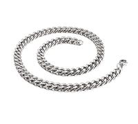Collana da uomo in acciaio inox a maglia barbazzale cubana, stile punk, hiphop, biker e biker, argento lucido 8 mm/11 mm/13 mm, 60 cm, acciaio inossidabile, senza pietre preziose,
