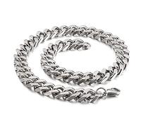 Collana da uomo in acciaio inox pesante, stile punk, hiphop, biker e biker, in argento lucido, 8 mm/11 mm/13 mm, 55 cm, in acciaio inossidabile, senza pietre preziose,