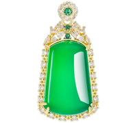 Collana da uomo in agata verde naturale, non importa marca rame placcato oro intarsiato ghiaccio giada ciondolo collana ciondolo alla moda per le donne